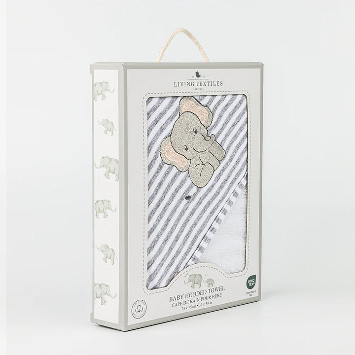 Cotton Hooded Towel - Watercolour Elephant