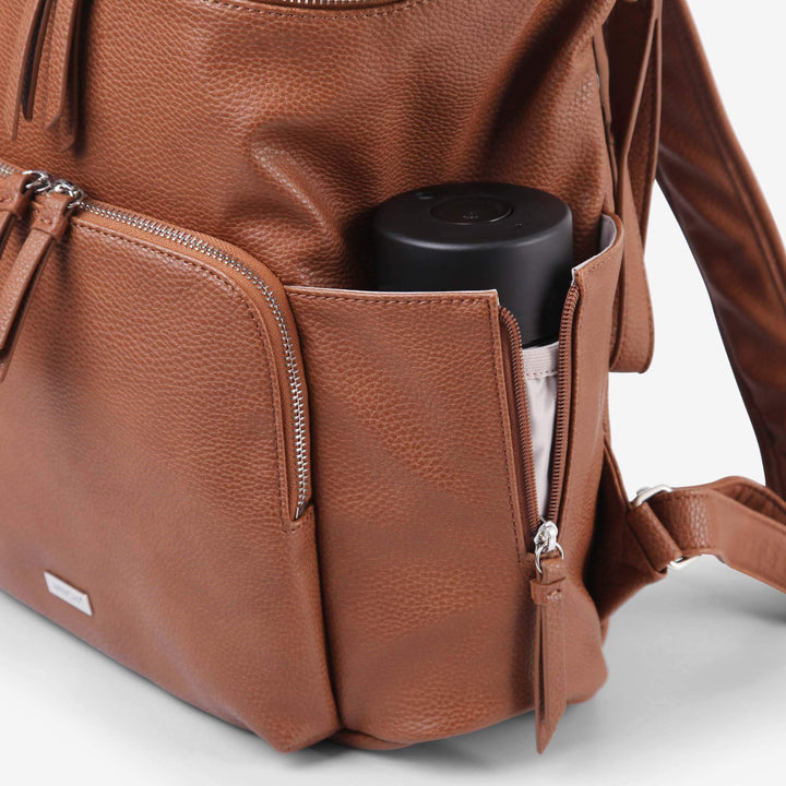 Vanchi Vegan Frankie Everyday Backpack - Pebbled Tan