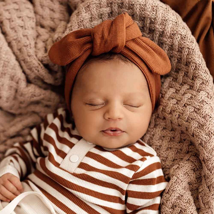 Snuggle Hunny Organic Ribbed Topknot Headband - Biscuit