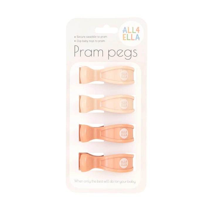 All4Ella Pram Pegs 4 Pack - Cream & Peach