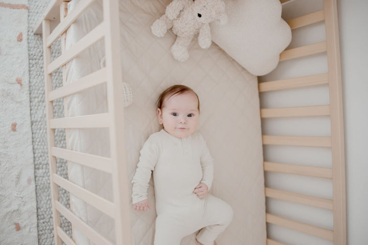 Bambella 2-in-1 Waterproof Cot Sheet & Mattress Protector | Oat