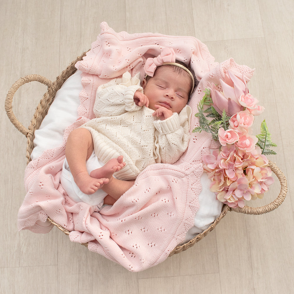 Bamboo Cotton Heirloom Blanket - Blush