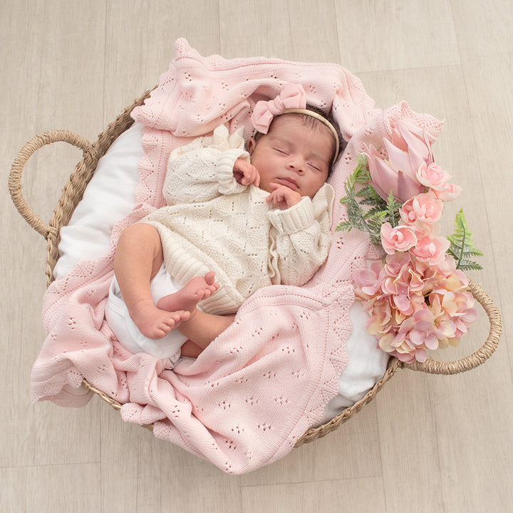 Bamboo Cotton Heirloom Blanket - Blush