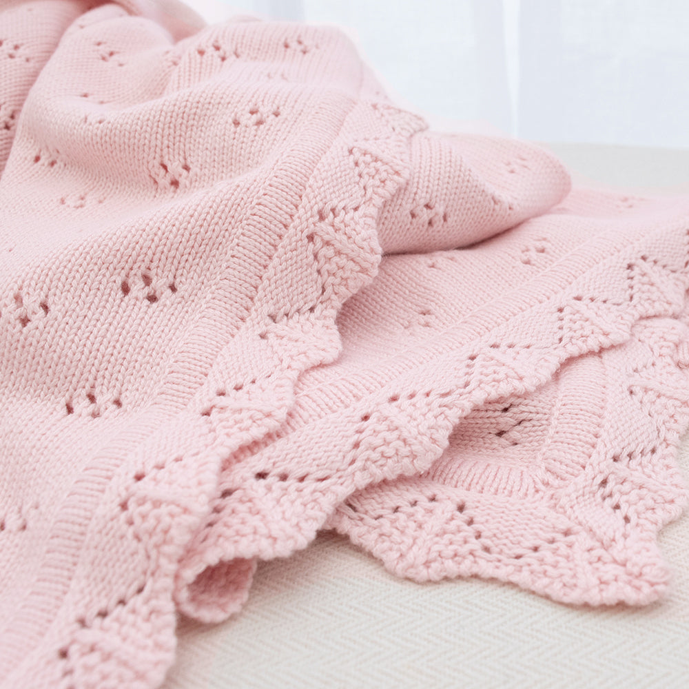 Bamboo Cotton Heirloom Blanket - Blush