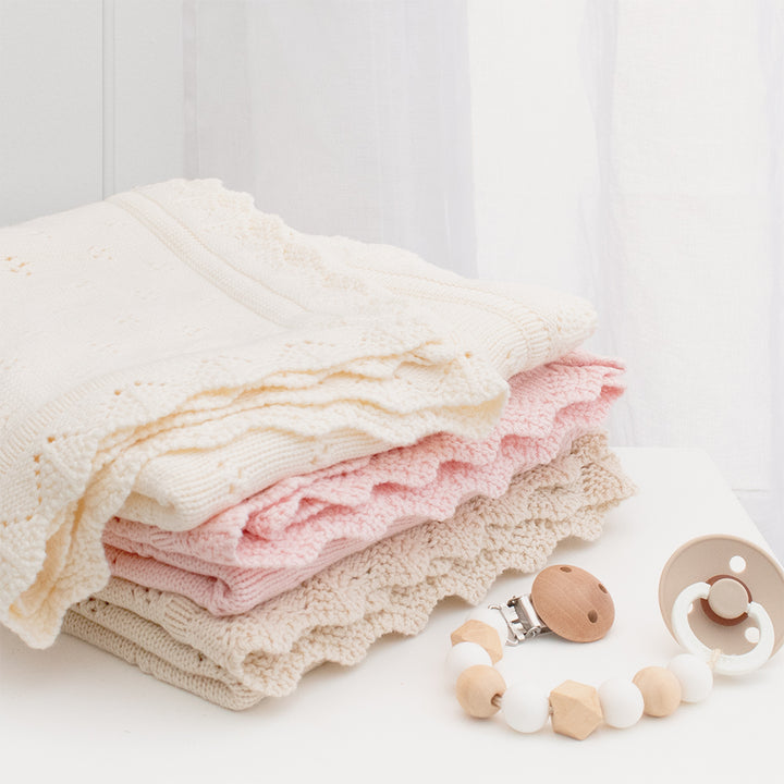 Bamboo Cotton Heirloom Blanket - Blush