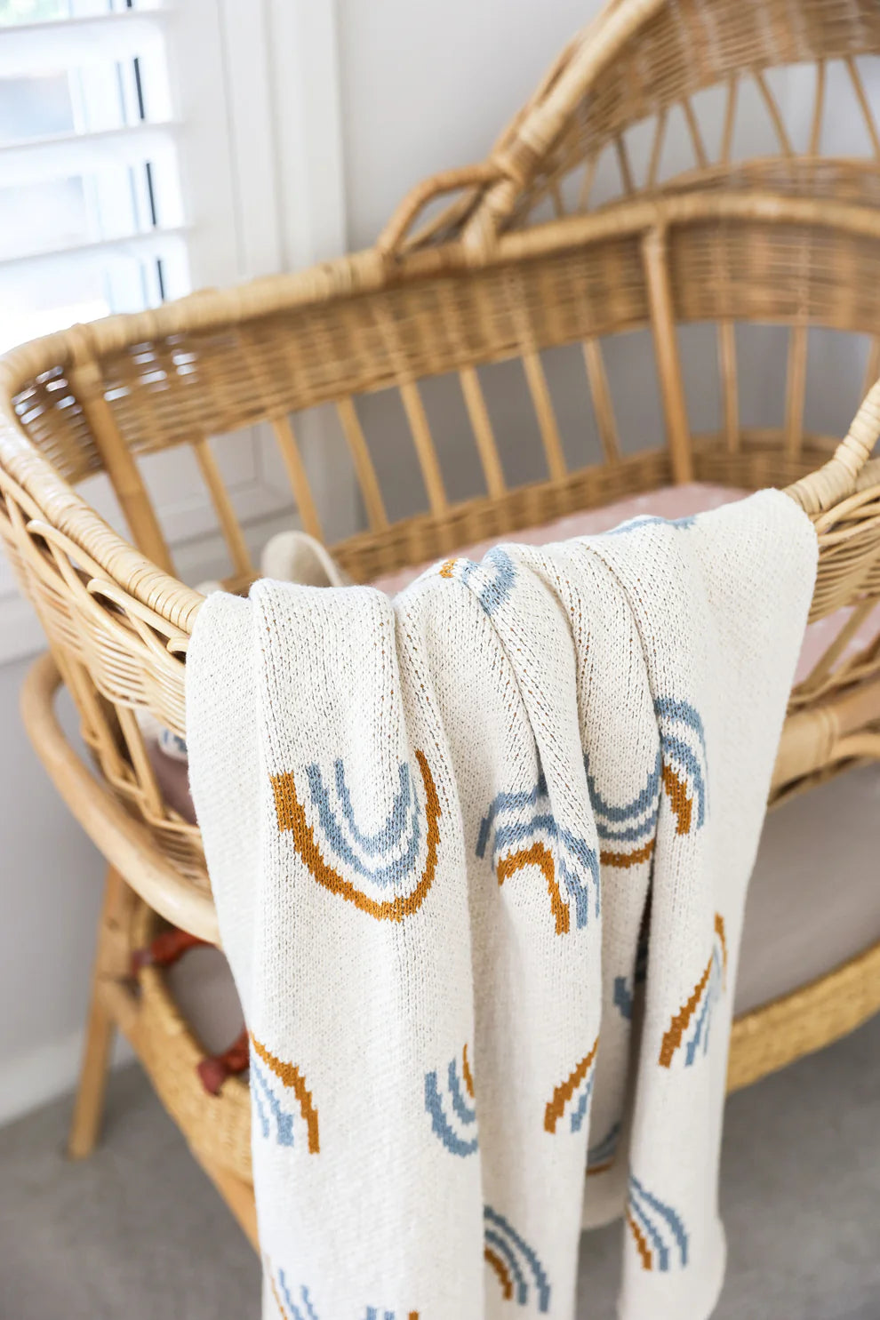 Alimrose Cotton Rainbow Baby Blanket - Blue