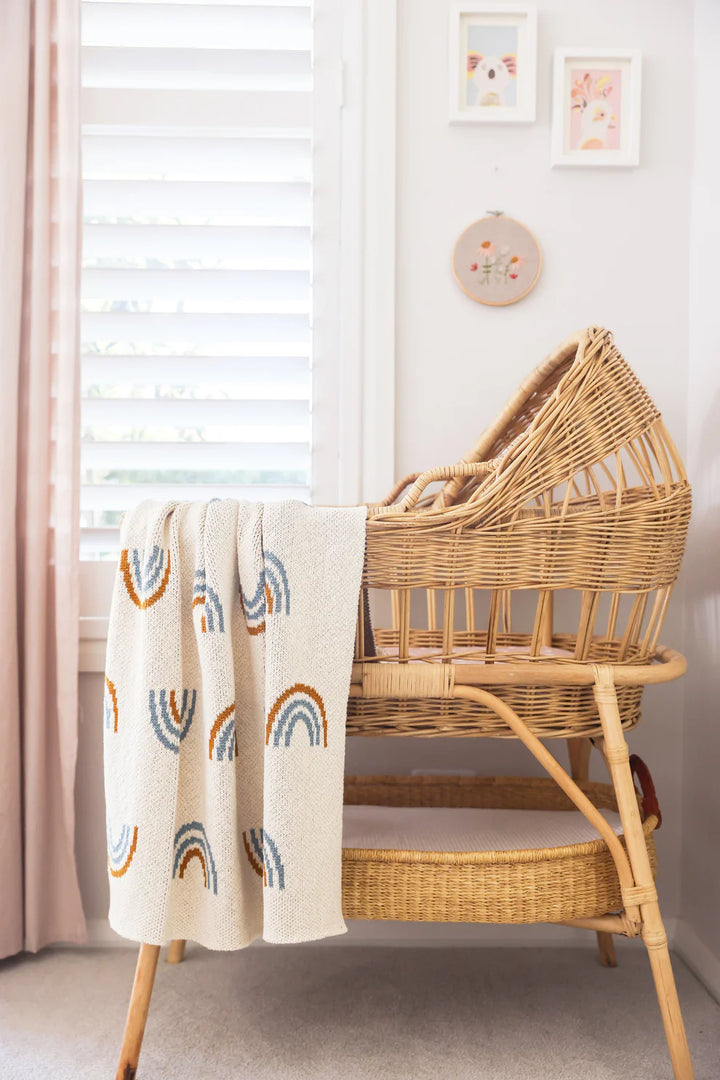 Alimrose Cotton Rainbow Baby Blanket - Blue