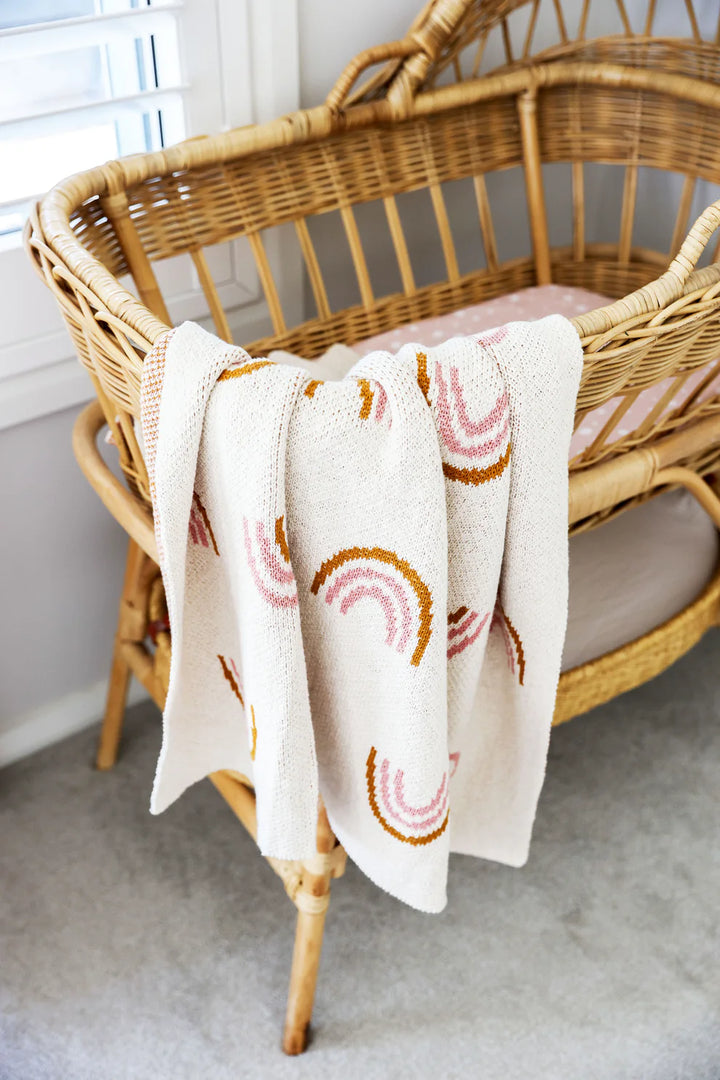Alimrose Cotton Rainbow Baby Blanket - Pink