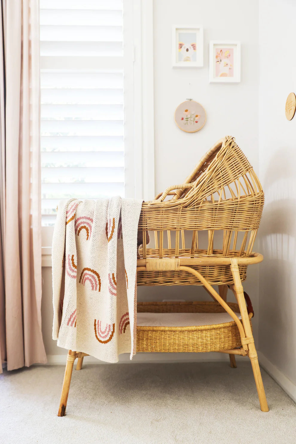 Alimrose Cotton Rainbow Baby Blanket - Pink