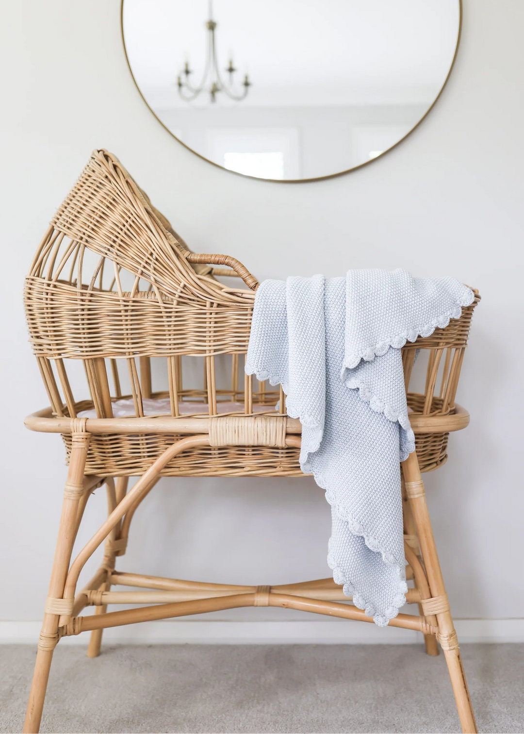 Alimrose Mini Moss Stitch Baby Blanket - Powder Blue
