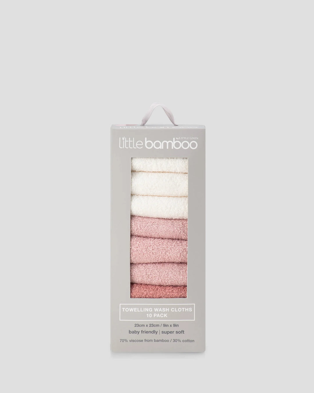 Little Bamboo Baby Toweling Washer 10 Pack - Dusty Rose