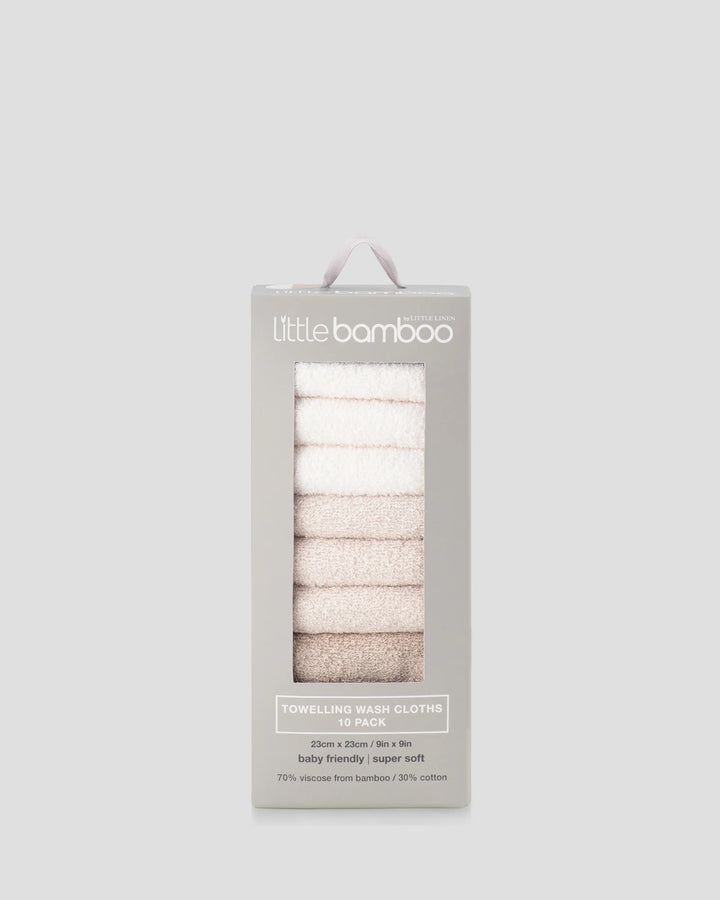 Little Bamboo Baby Toweling Washer 10 Pack - Iced Coffee