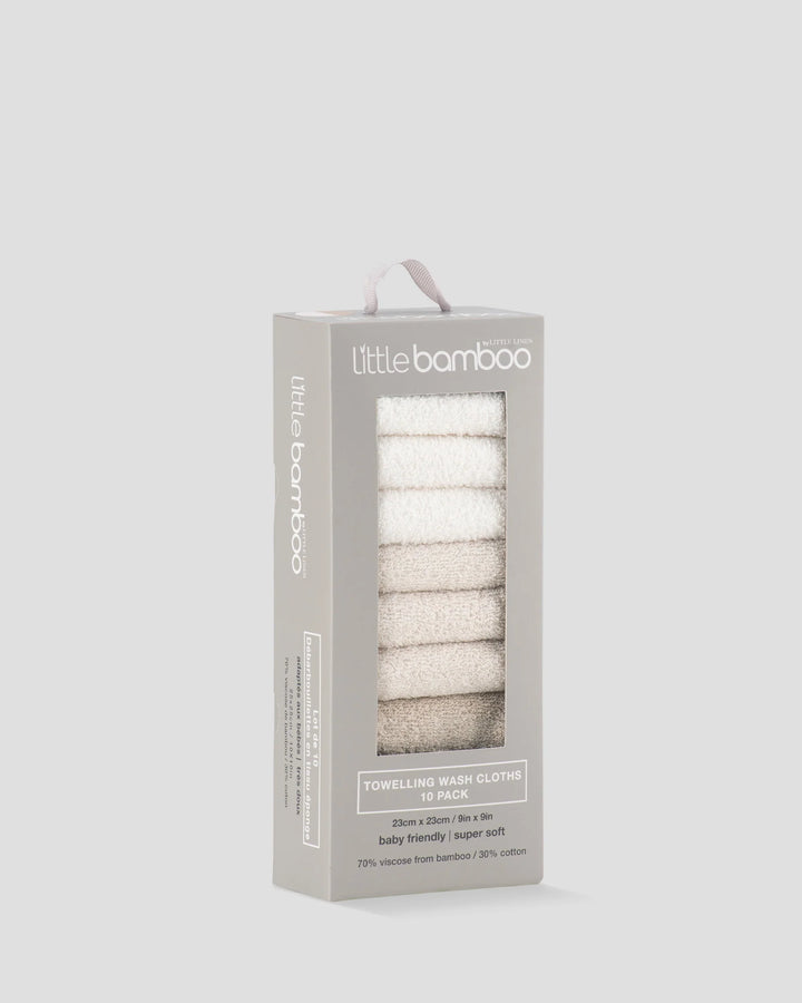 Little Bamboo Baby Toweling Washer 10 Pack - Iced Coffee