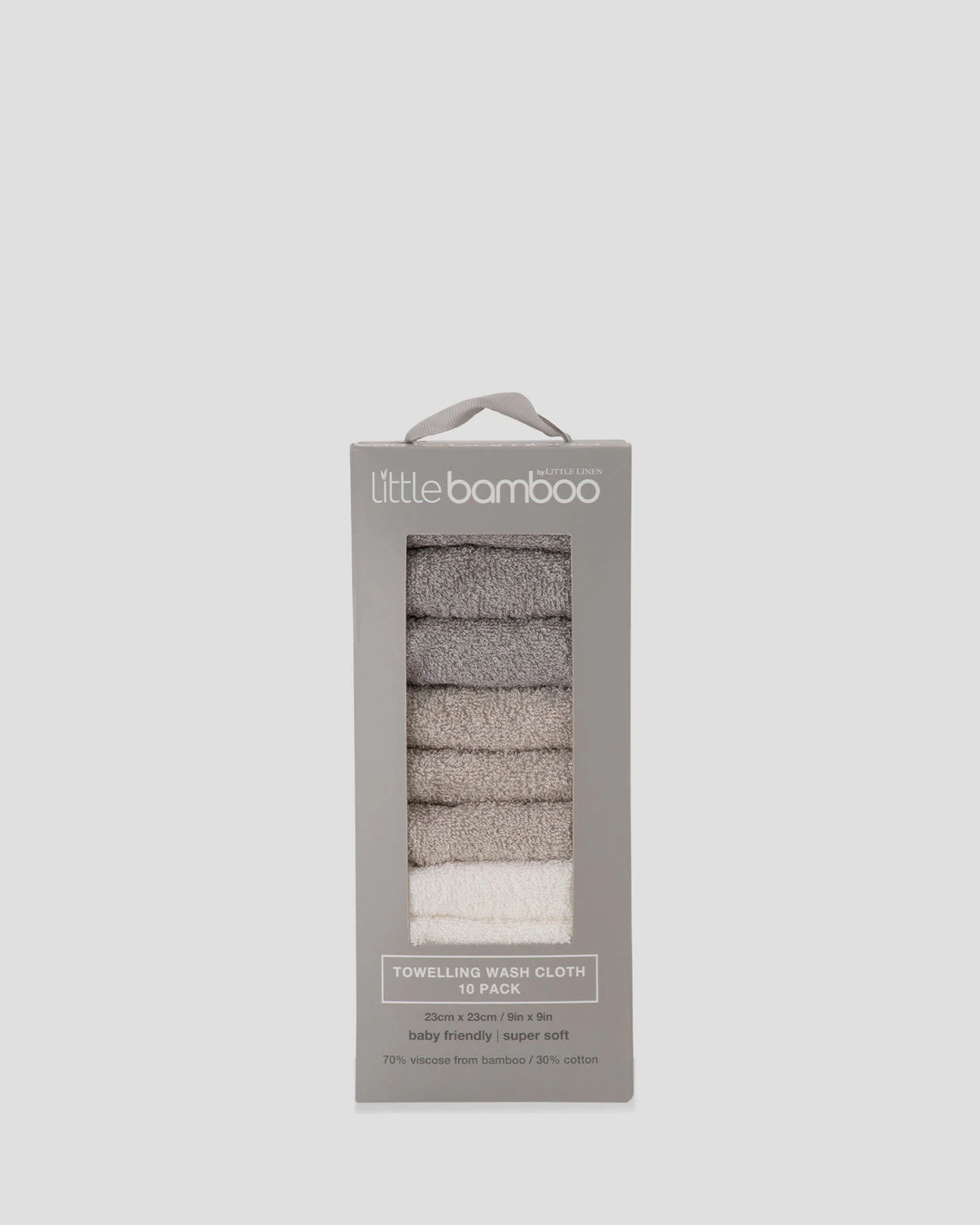 Little Bamboo Baby Toweling Washer 10 Pack - Stone Grey