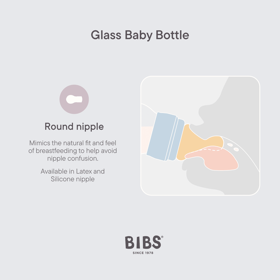 NEW BIBS 120ml Baby Glass Bottle The Complete Set  | Ivory