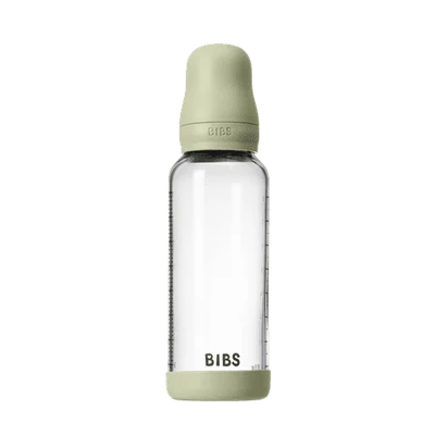 NEW BIBS Baby Glass Bottle Complete Set 240ml | Sage