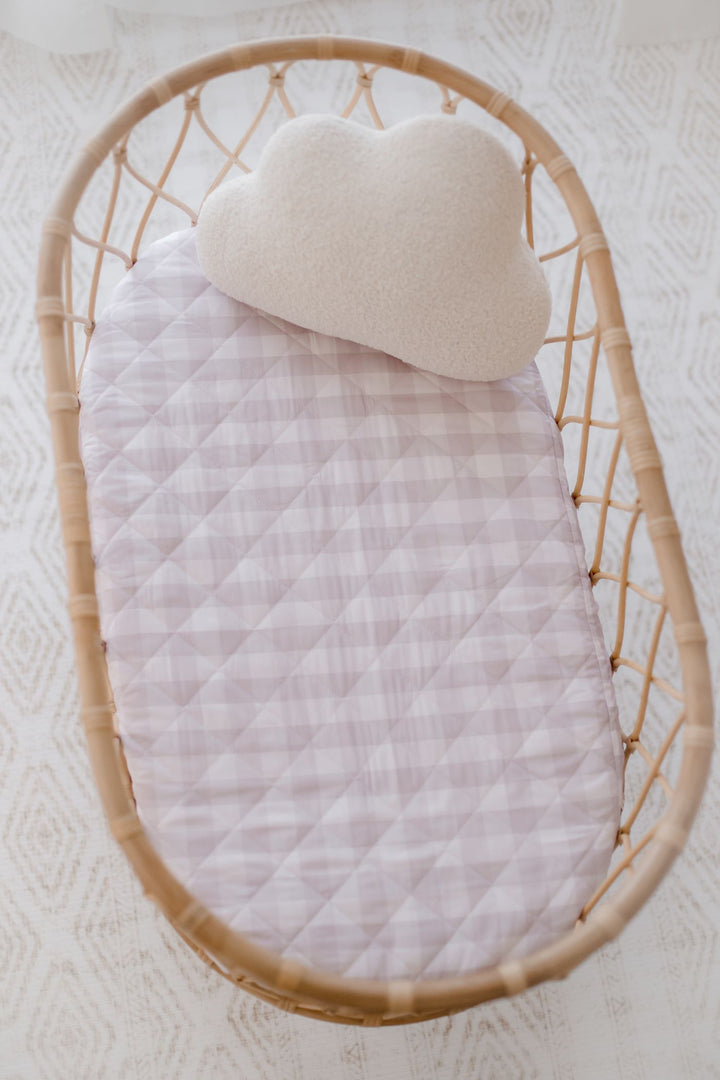 Bambella Waterproof Bassinet Sheet | Blush Gingham