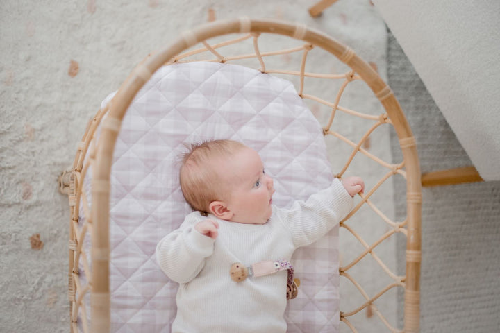 Bambella Waterproof Bassinet Sheet | Blush Gingham