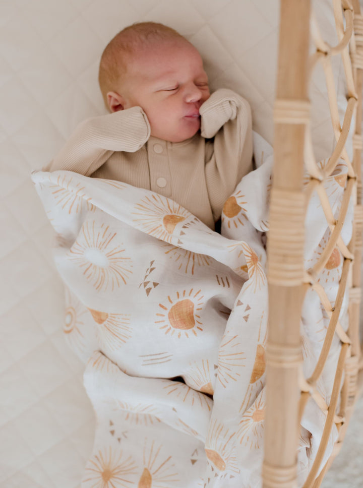 Bambella Bamboo Cotton Muslin Swaddle Wrap - Bohemian Sunshine