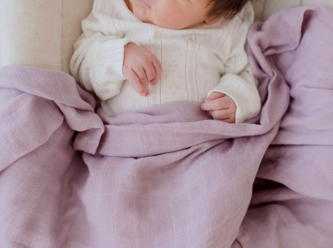Bambella Bamboo Cotton Muslin Swaddle Wrap - Dusty Lilac