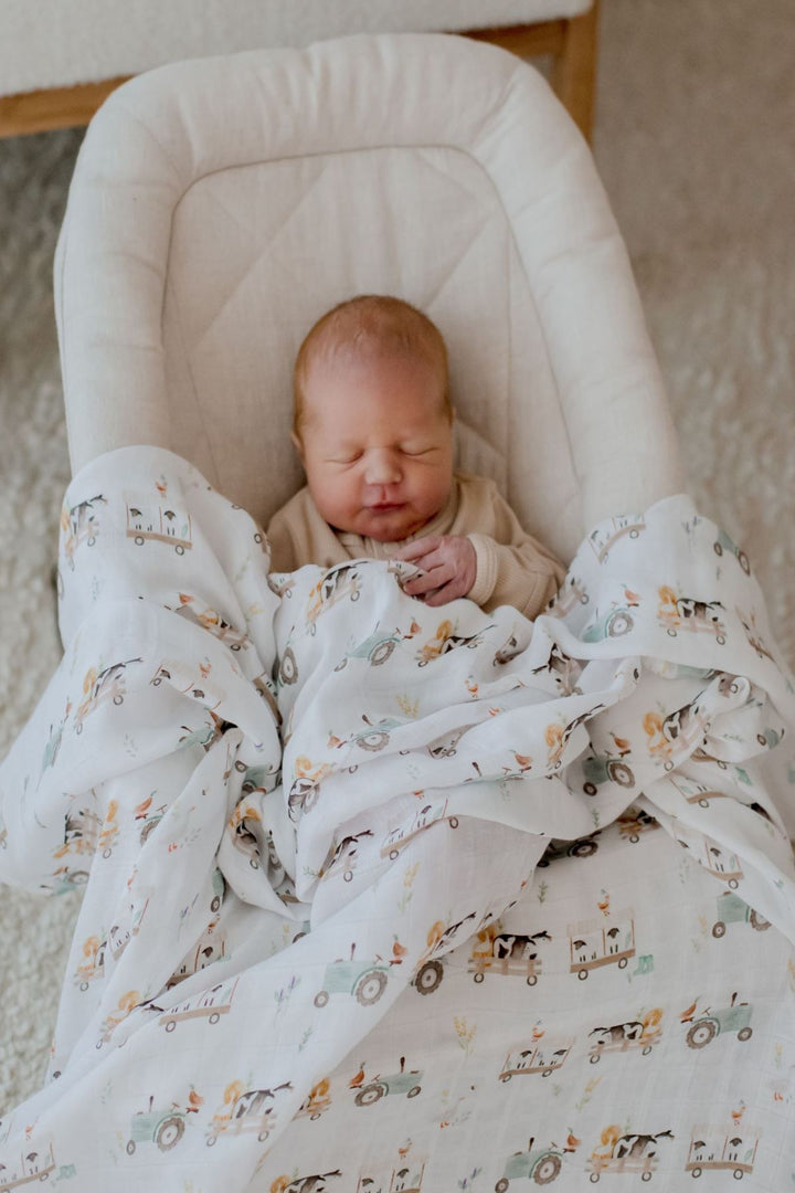 Bambella Bamboo Cotton Muslin Swaddle Wrap - Oakwood Farm