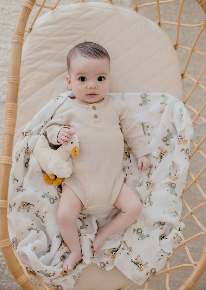 Bambella Bamboo Cotton Muslin Swaddle Wrap - Oakwood Farm