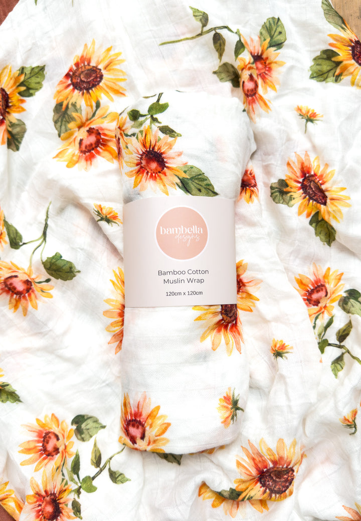 Bambella Bamboo Cotton Muslin Swaddle Wrap - Sunny Days