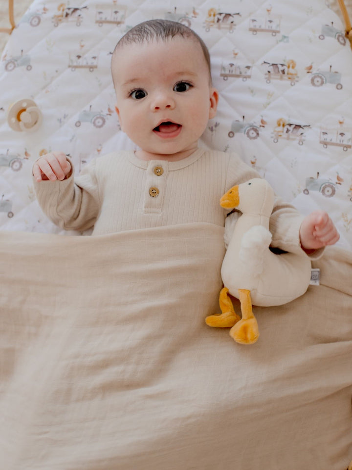 Bambella Bamboo Cotton Muslin Swaddle Wrap - Vanilla