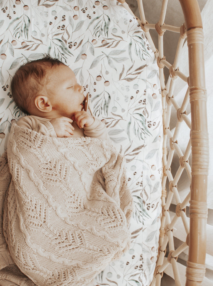 Bambella Waterproof Bassinet Sheet | Botanical