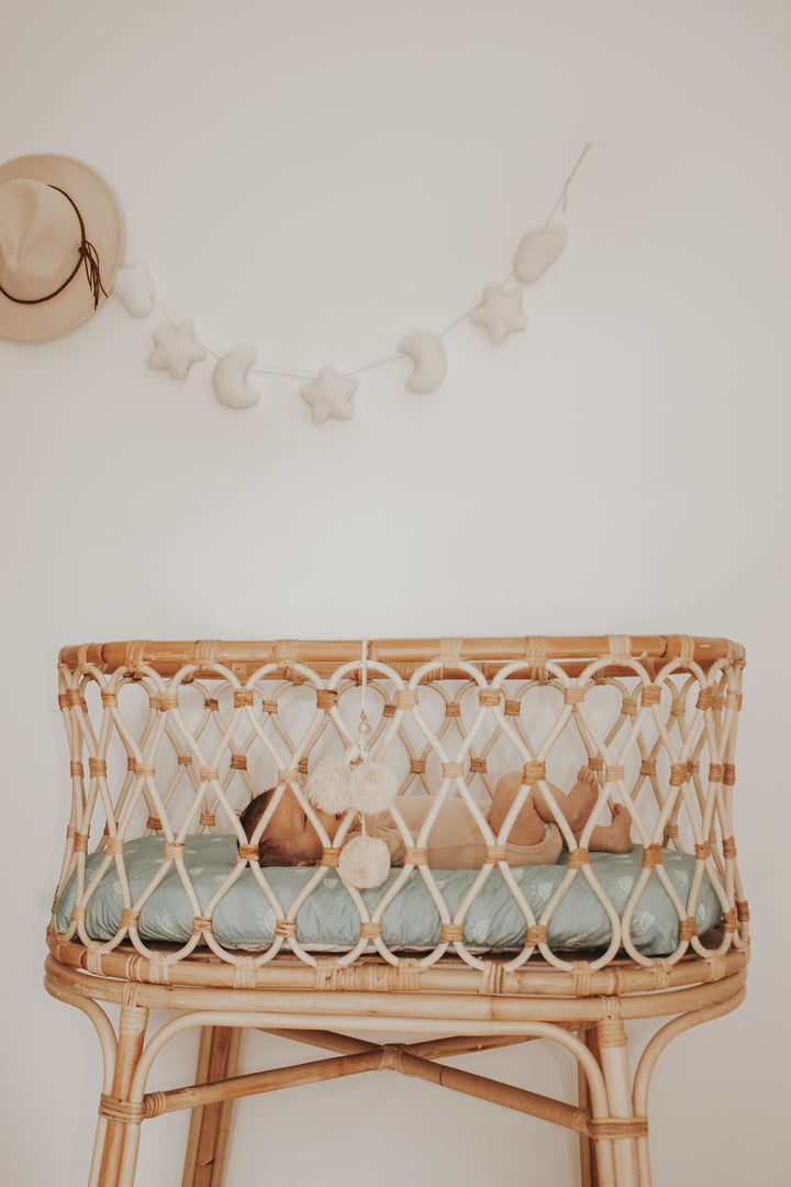 Bambella Waterproof Bassinet Sheet | Sage Sunshine