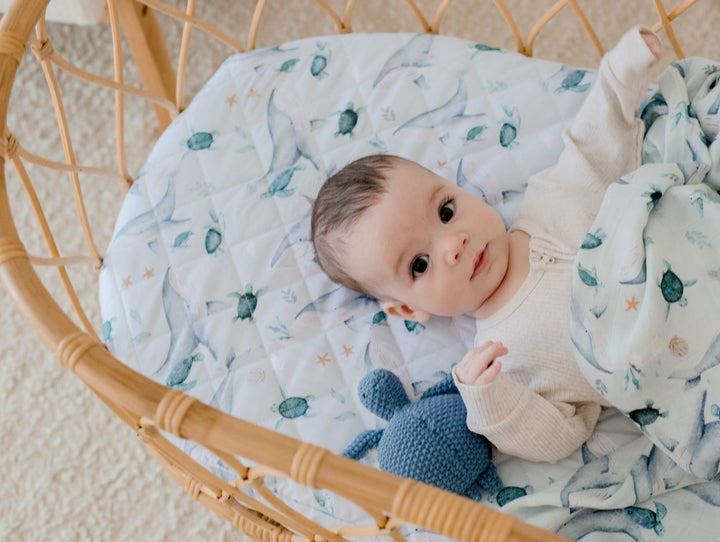 Bambella Waterproof Bassinet Sheet | Turtle Bay