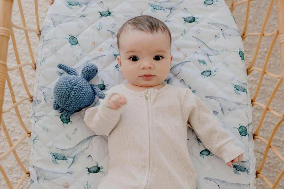 Bambella Waterproof Bassinet Sheet | Turtle Bay