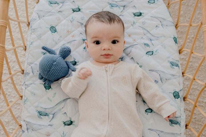Bambella Waterproof Bassinet Sheet | Turtle Bay