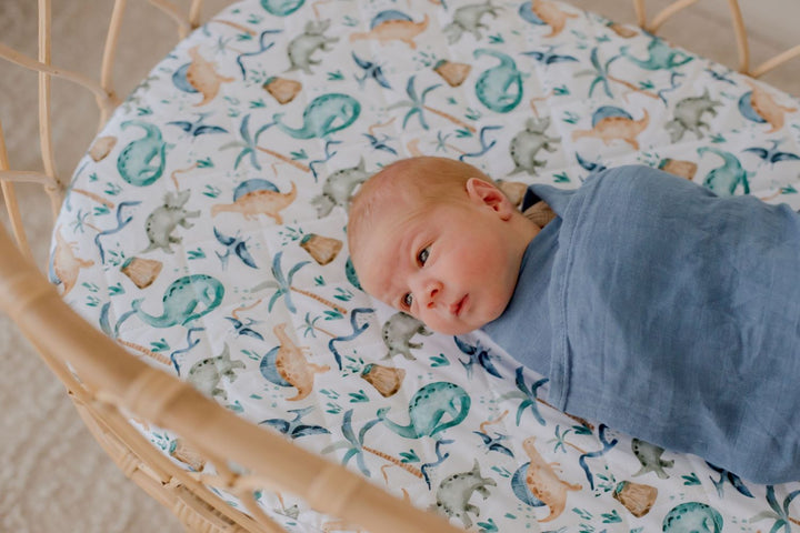 Bambella Waterproof Bassinet Sheet | Wild Dinos