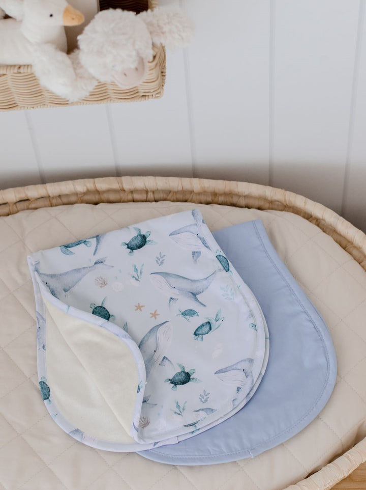 Bambella Burp Cloths 2 Pack | Turtle Bay & Dusty Sky Blue