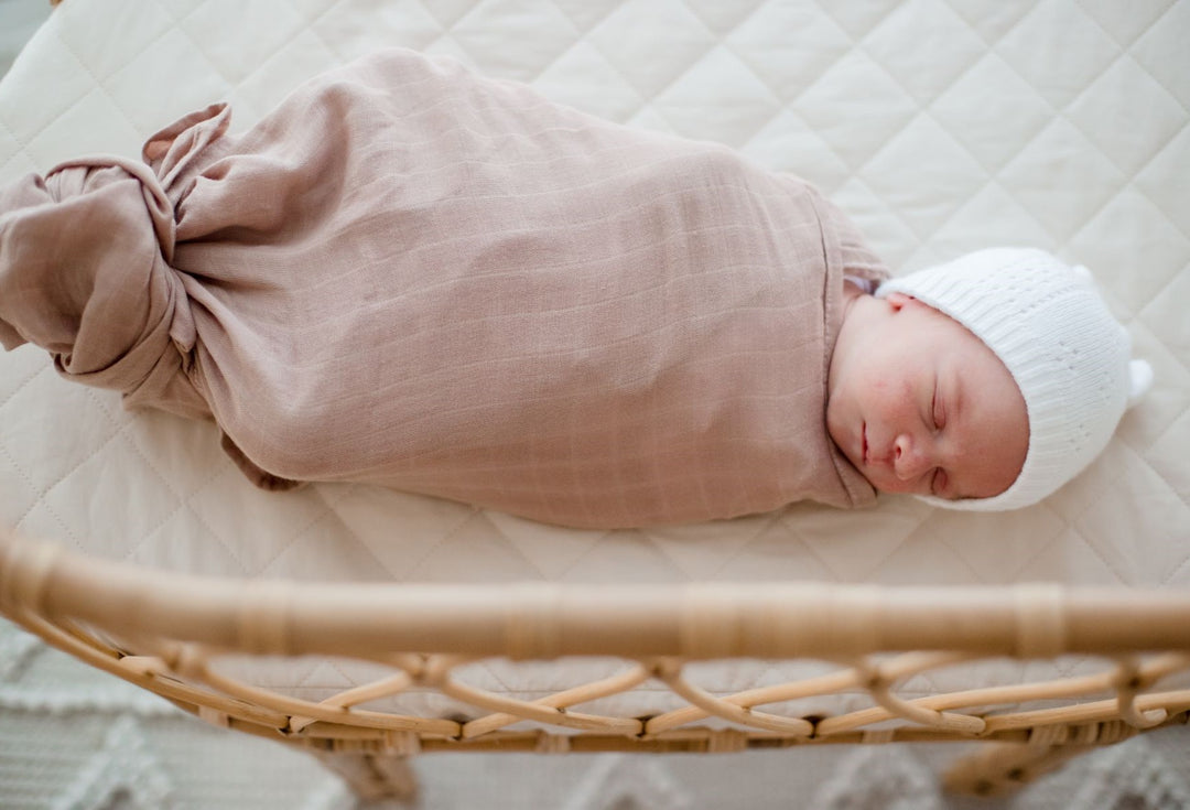 Bambella Bamboo Cotton Muslin Swaddle Wrap - Hazelnut