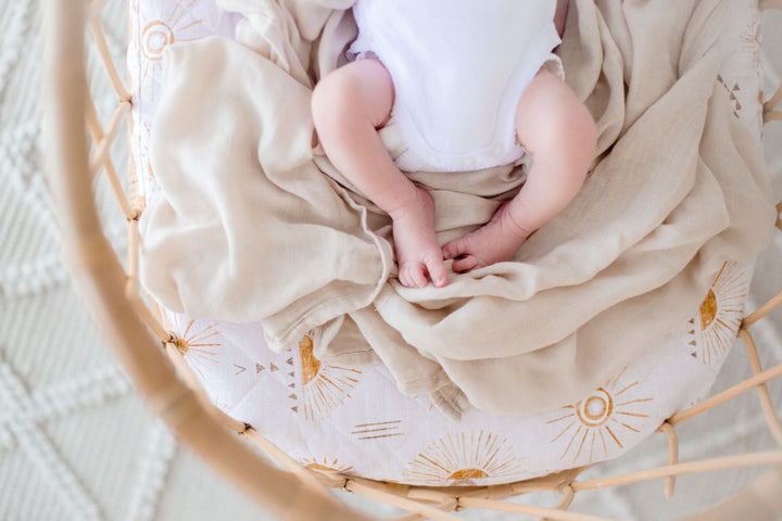 Bambella Bamboo Cotton Muslin Swaddle Wrap - Vanilla