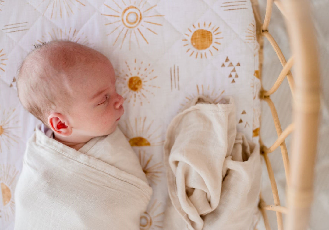 Bambella Bamboo Cotton Muslin Swaddle Wrap - Vanilla