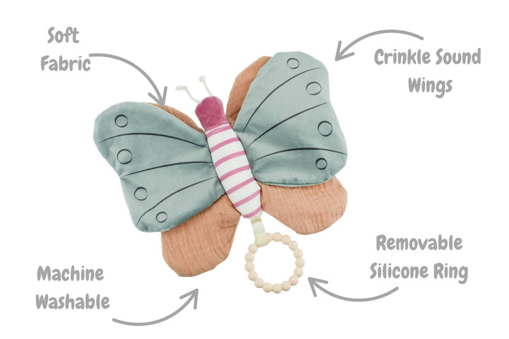 Bella Butterfly Snuggle Pal Crinkle Toy & Teether