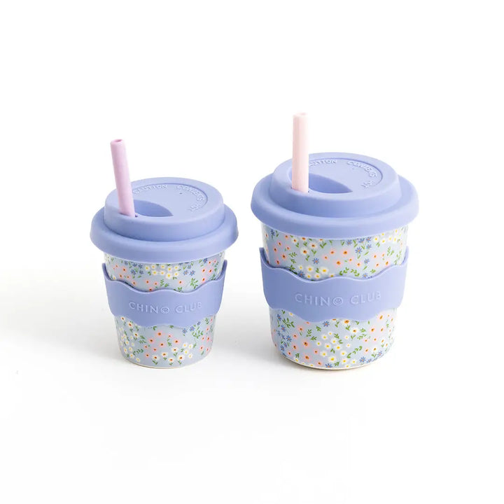 Blue Floral Kids Keep Cup 240ml + Straw