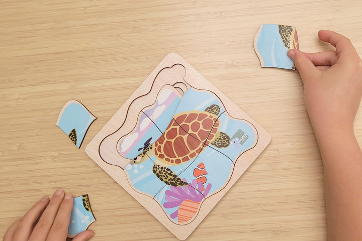 Bush Buddies Life Cycle 4 Layer Puzzle - Green Sea Turtle