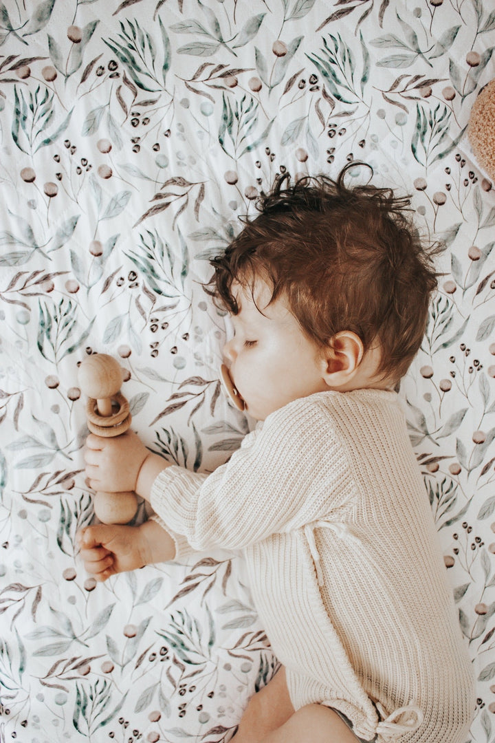 Bambella 2-in-1 Waterproof Cot Sheet & Mattress Protector | Botanical