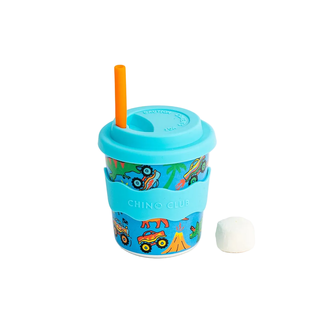 Dinosaurs and Monster Trucks Kids Keep Cup 240ml + Straw