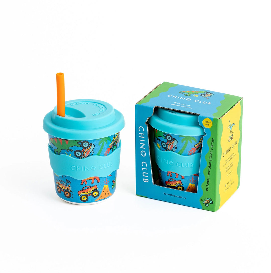 Dinosaurs and Monster Trucks Kids Keep Cup 240ml + Straw