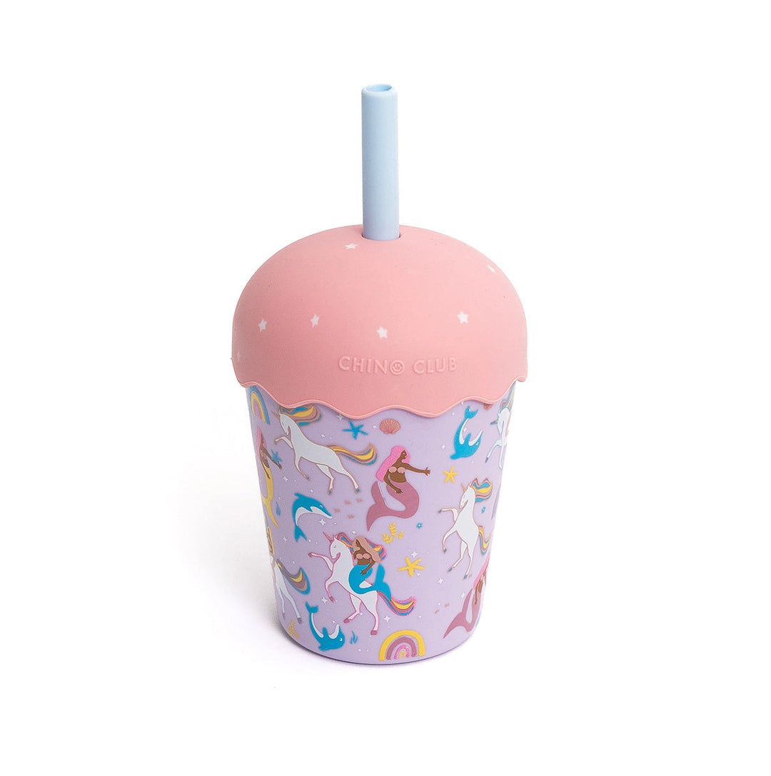 Mini Stainless Steel Smoothie Cup & Straw 200ml - Mermaids and Unicorns