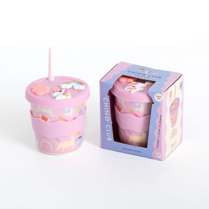 Chino Charm Unicorn Kids Keep Cup 240ml + Straw