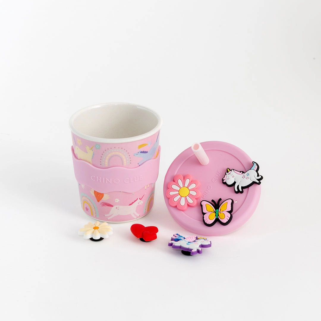 Chino Charm Unicorn Kids Keep Cup 240ml + Straw