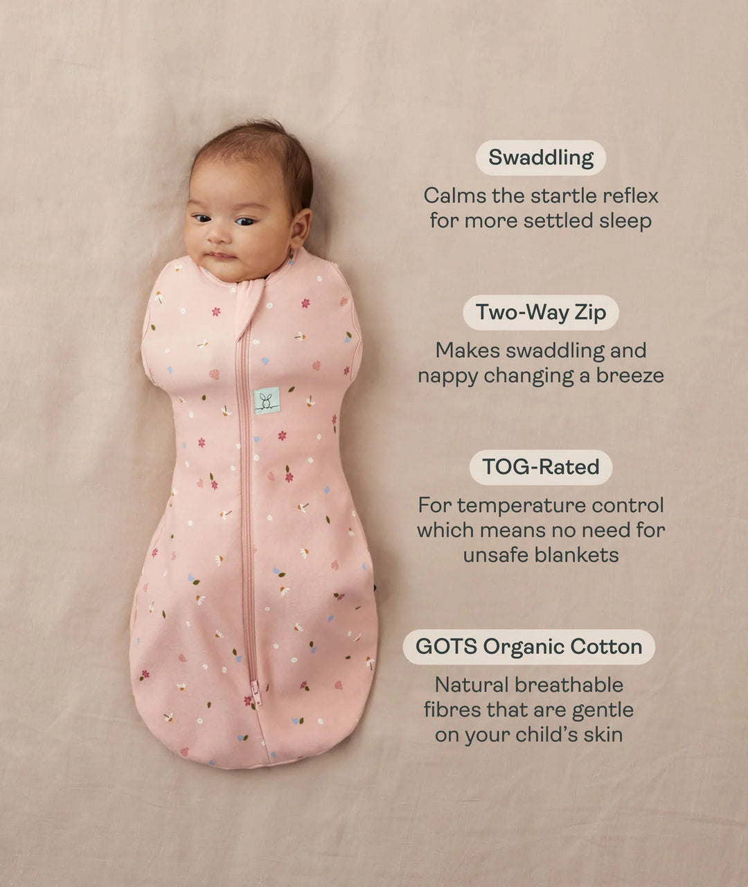 ergoPouch Cocoon Zip Swaddle Bag 1.0 TOG - Savannah