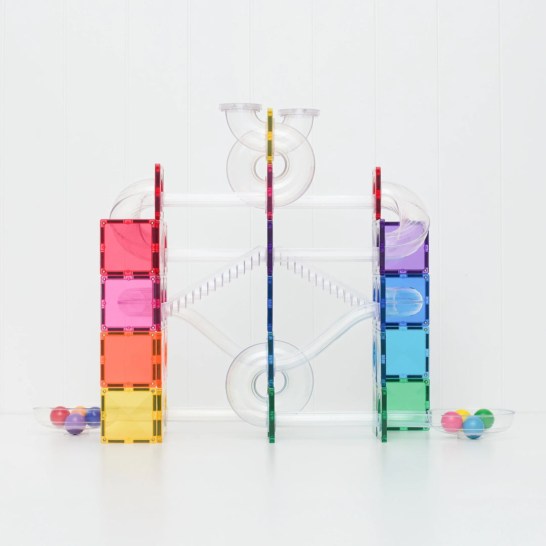 Connetix Magnetic Tiles Ball Run Bright Pack 114 Pieces