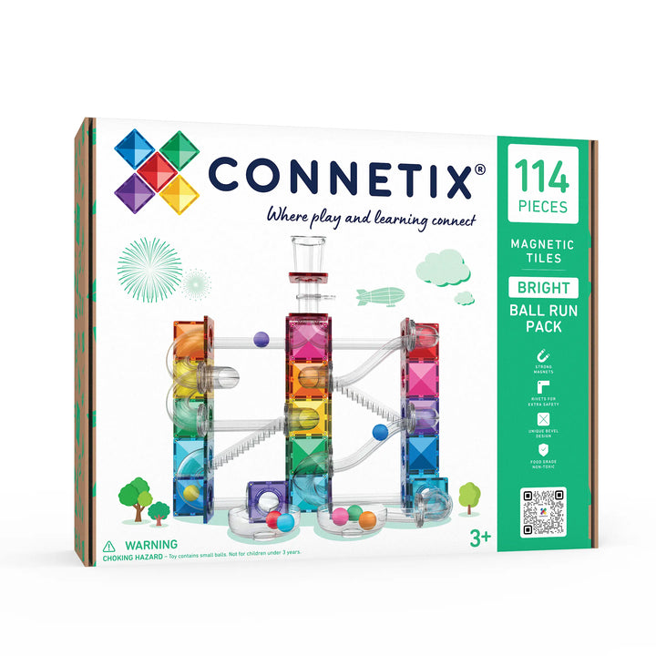 Connetix Magnetic Tiles Ball Run Bright Pack 114 Pieces